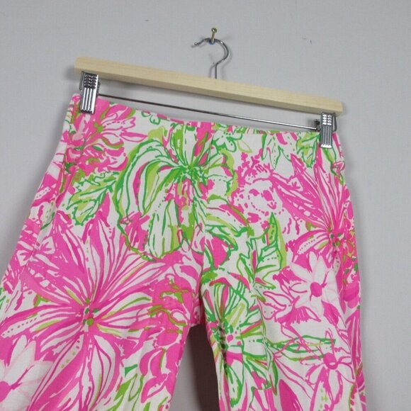 Lilly Pulitzer Georgia May Palazzo Pants Women Pink Floral Summer Pull On XS 254 - Picture 3 of 11